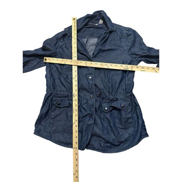 Beautiful CHICO’S Chicos Blue Chambray Drawstring Waist with pockets  lightweigh - Picture 9 of 9